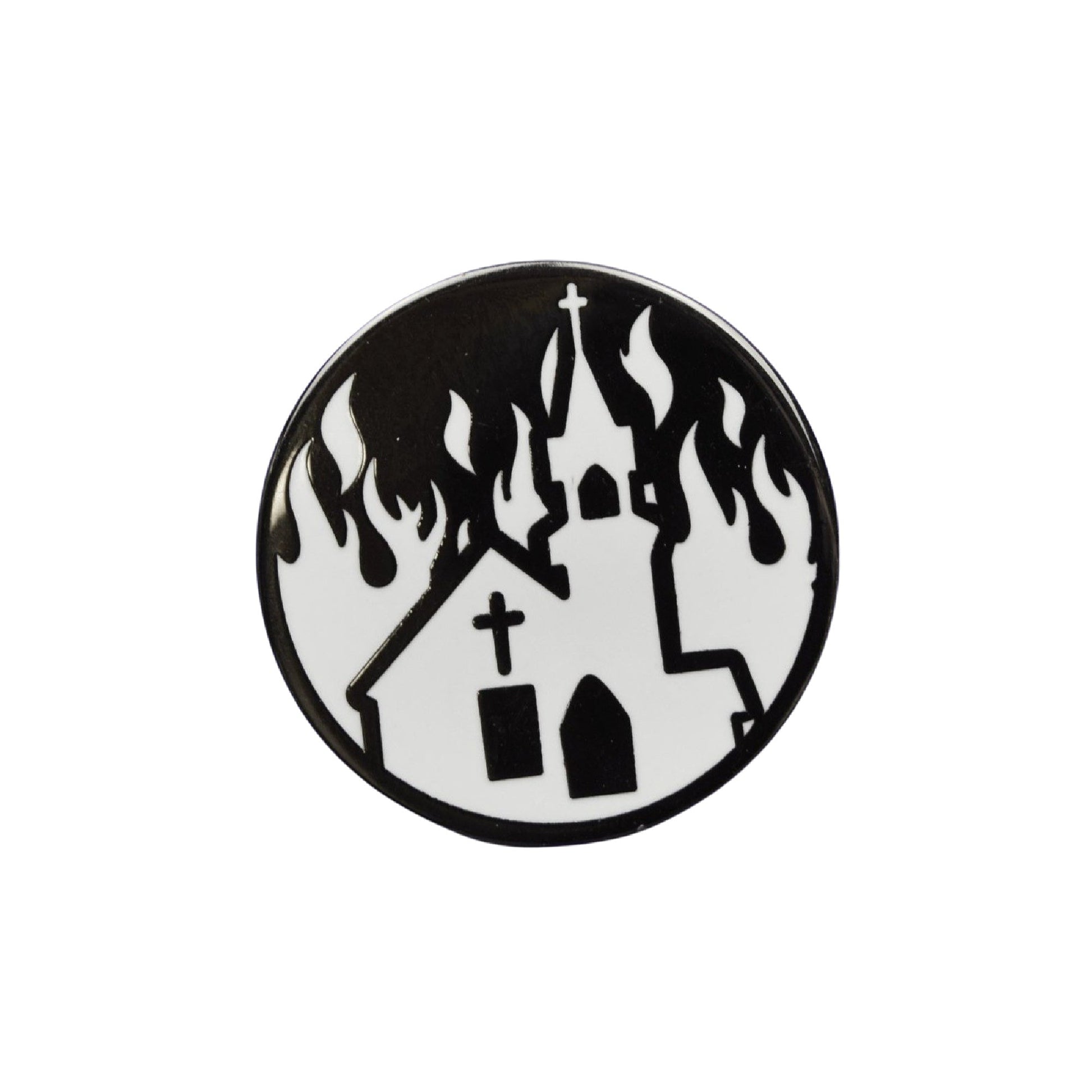 Burning Church Enamel Lapel Pin Badge - Minimum Mouse