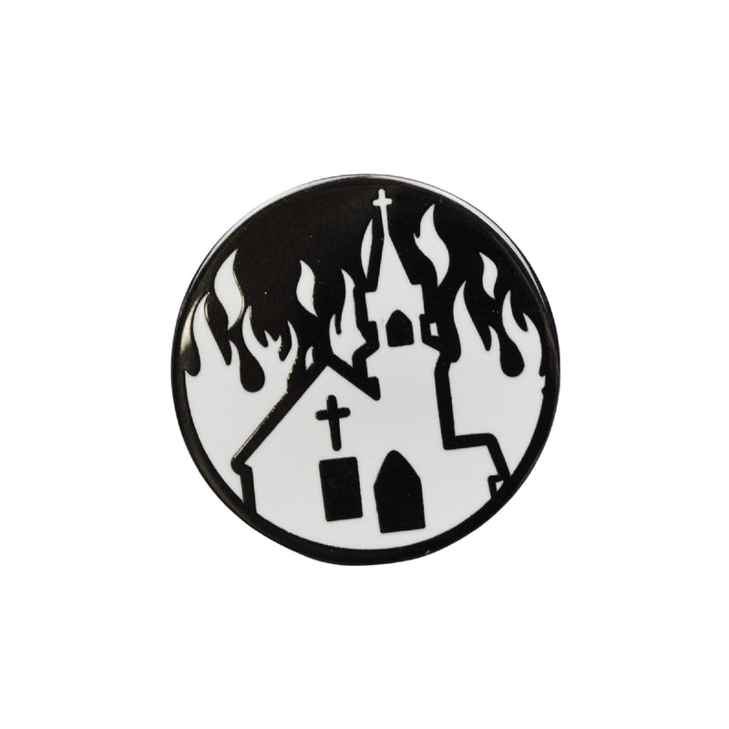 Burning Church Enamel Lapel Pin Badge - Minimum Mouse
