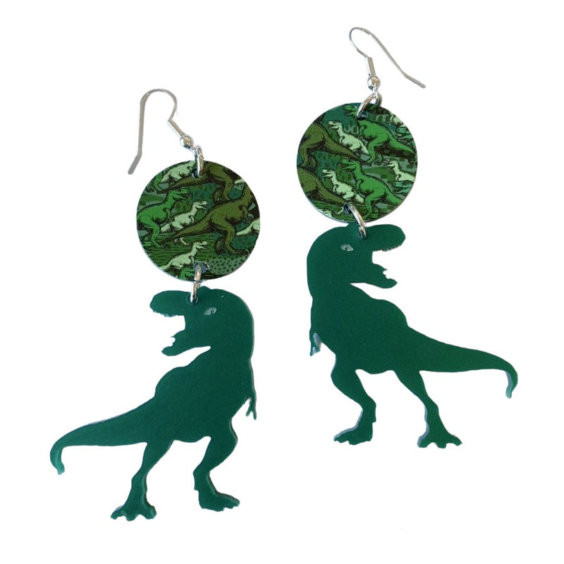 Camo Dino Green T Rex Earrings by Love Boutique - Minimum Mouse