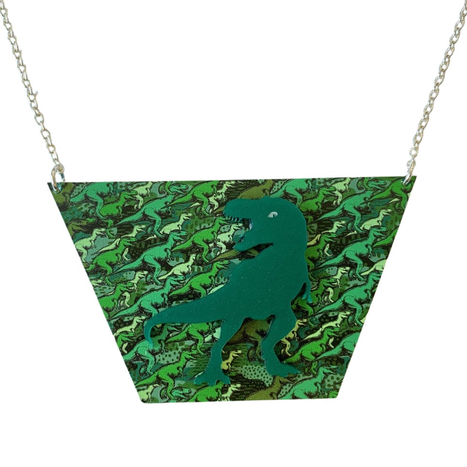 Camo Dinosaur T Rex Necklace by Love Boutique - Minimum Mouse