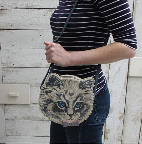 Meow Retro Cat Face Shoulder Bag by House of Disaster