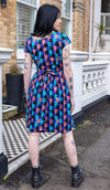 Cats Chorus Print Cotton Tea Dress with Pockets by Run and Fly
