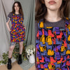 Cat Club Print Dungaree Pinafore Dress by Run and Fly