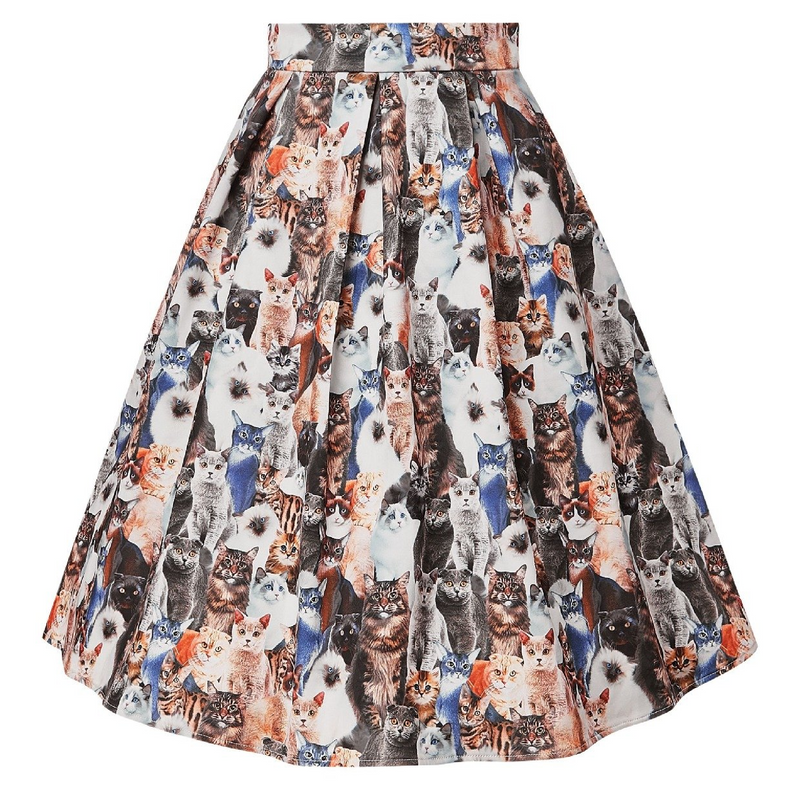 Carolyn Cat Face Print Skirt by Dolly and Dotty