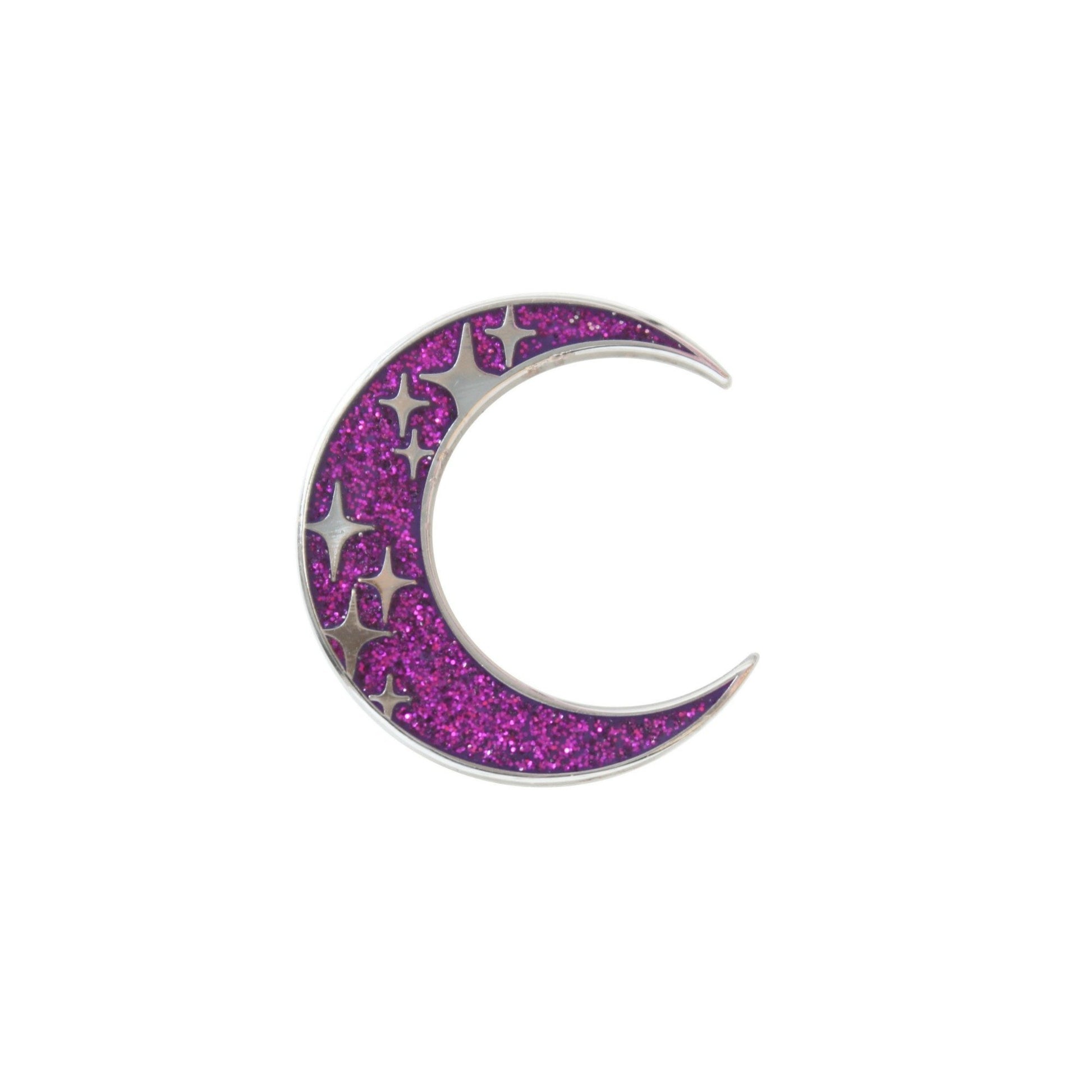 Celestial Moon Glittery Lapel Pin Badge - Minimum Mouse