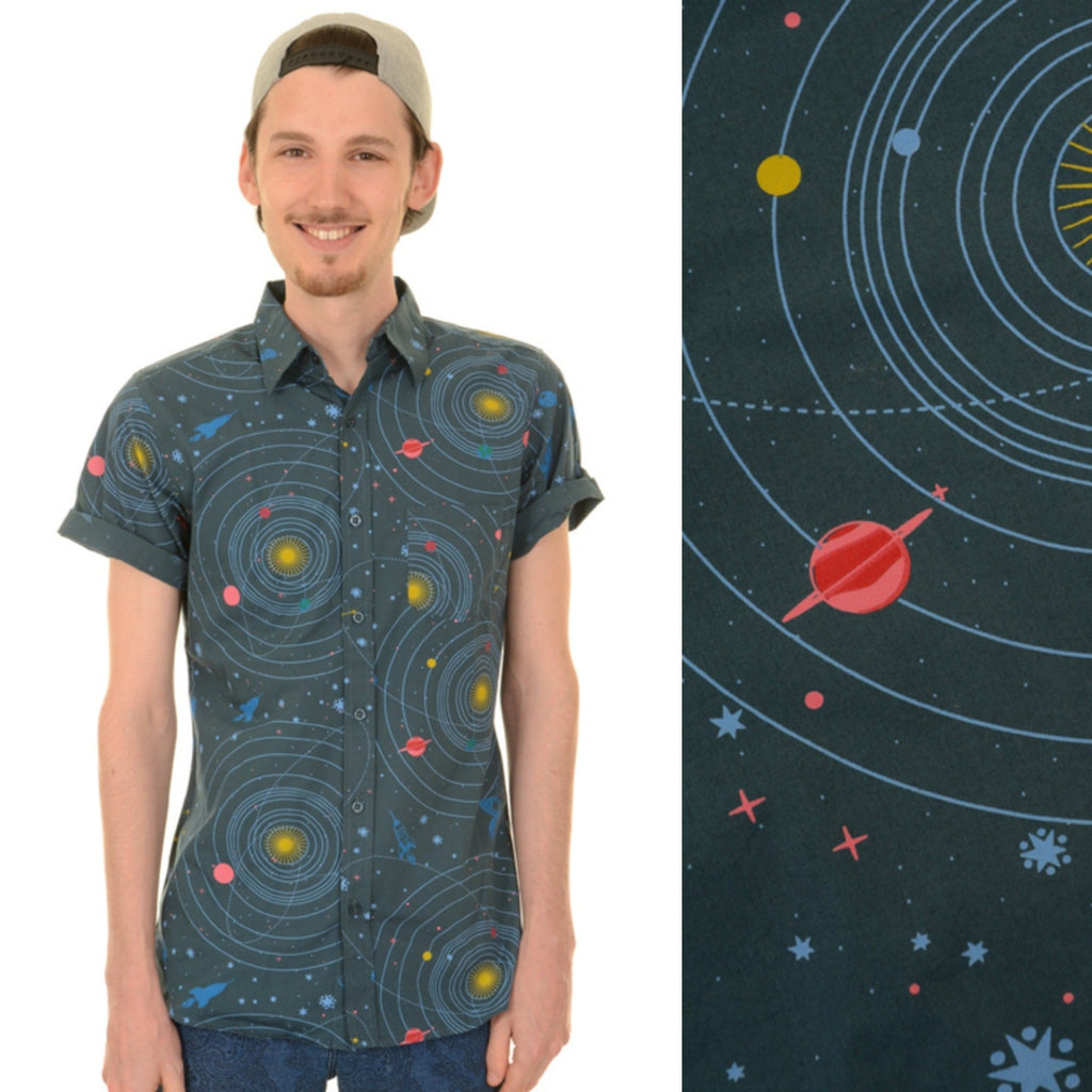 Celestial Solar System Space Print Shirt by Run and Fly - Minimum Mouse