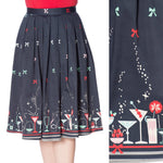 Cocktails Print Skirt by Banned Apparel - Minimum Mouse