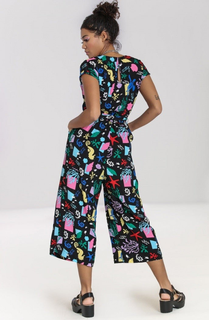 Cora 80's Print Jumpsuit by Hell Bunny