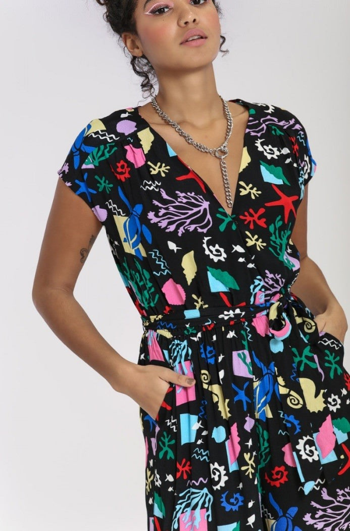 Cora 80's Print Jumpsuit by Hell Bunny
