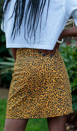 Corduroy Leopard Print Button Front Skirt by Run and Fly - Minimum Mouse