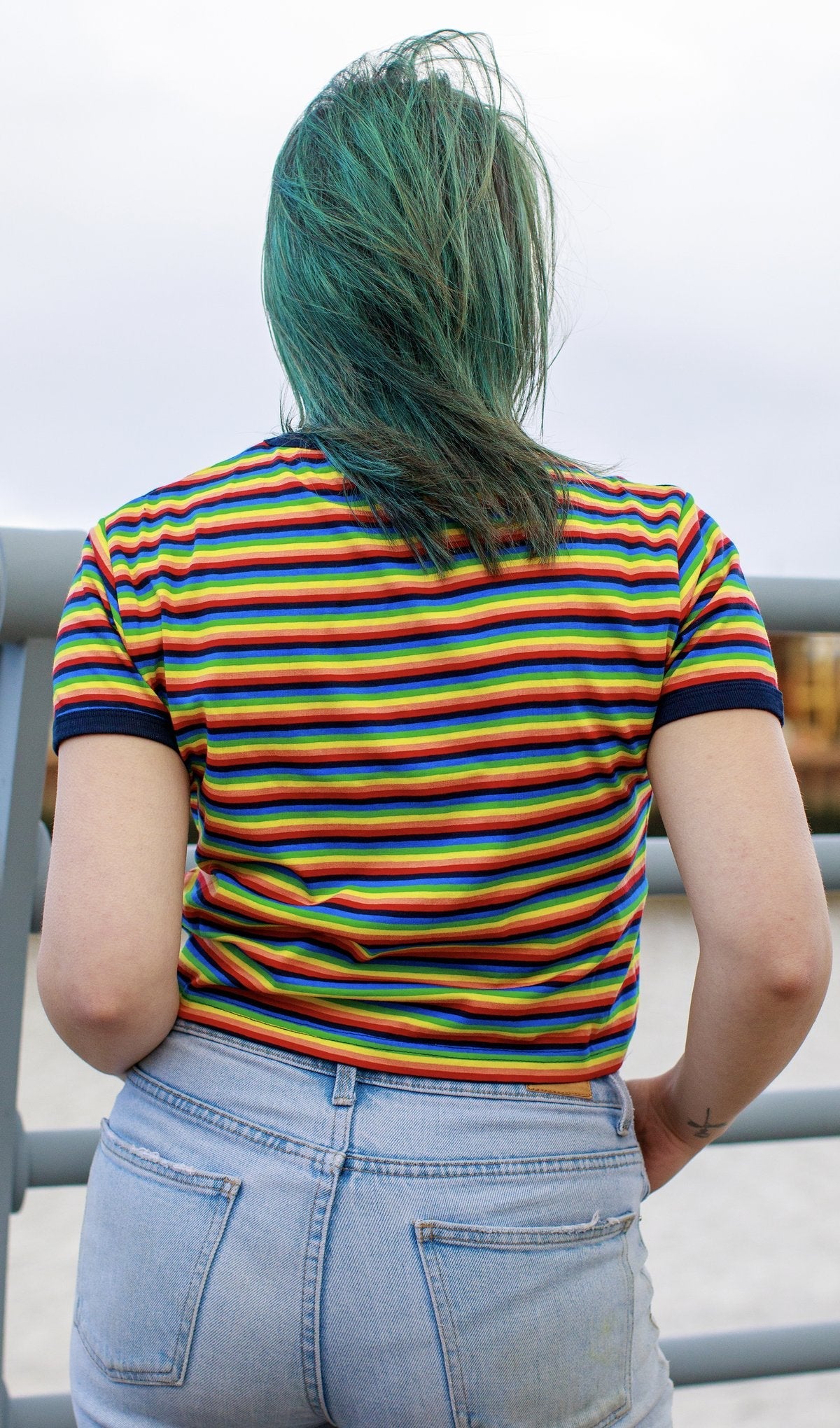 Cropped Rainbow Stripe T Shirt by Run and Fly - Minimum Mouse
