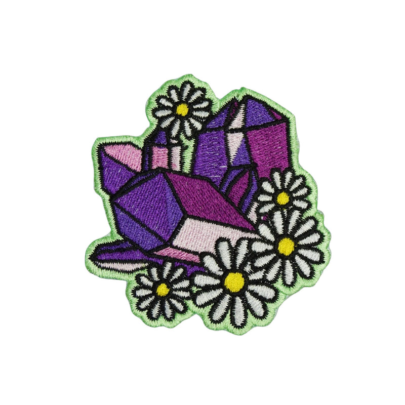 Crystals and Flowers Iron On Patch - Minimum Mouse