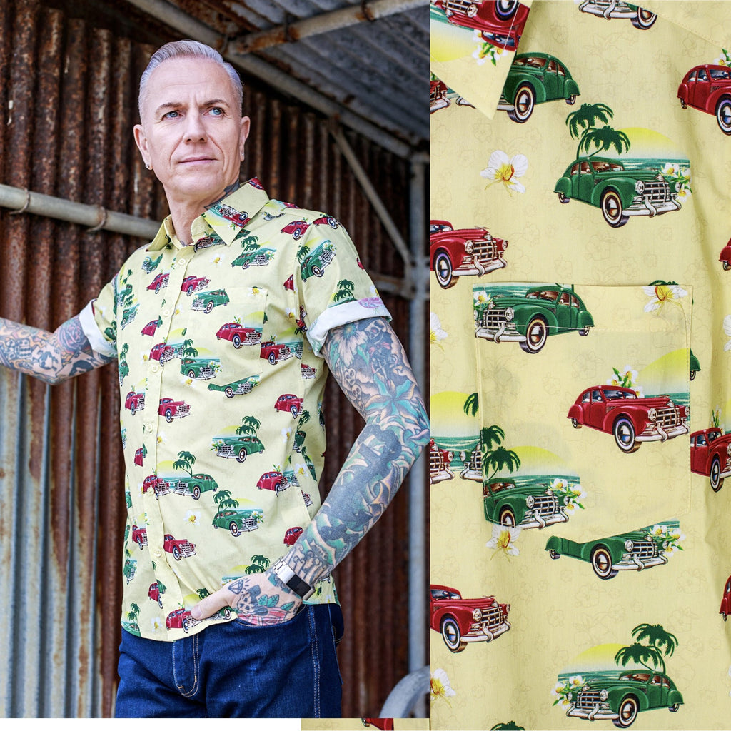 Cuban Cars Print Shirt by Run and Fly - Minimum Mouse