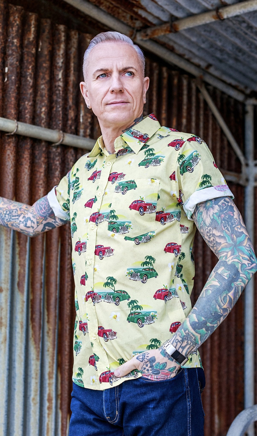 Cuban Cars Print Shirt by Run and Fly - Minimum Mouse