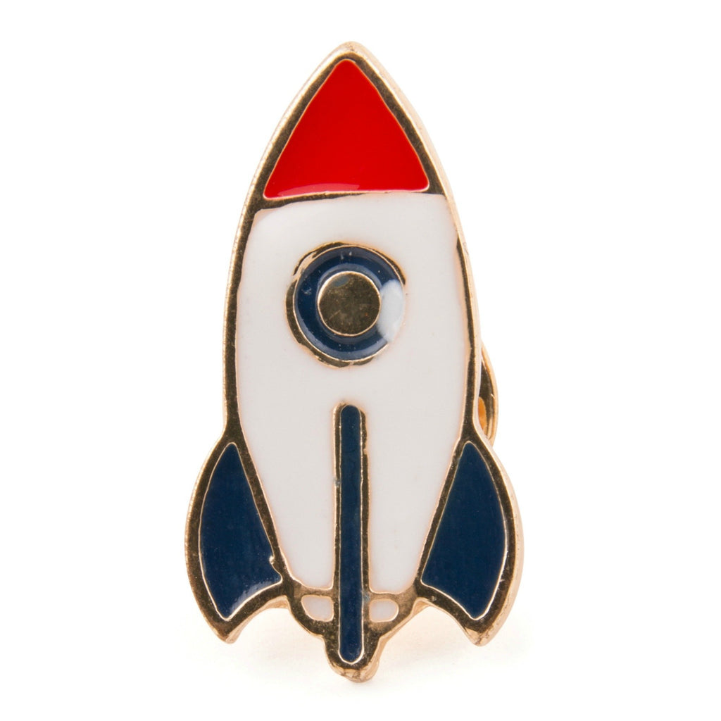 Cute Retro Rocket Enamel Space Lapel Pin Badge - Minimum Mouse