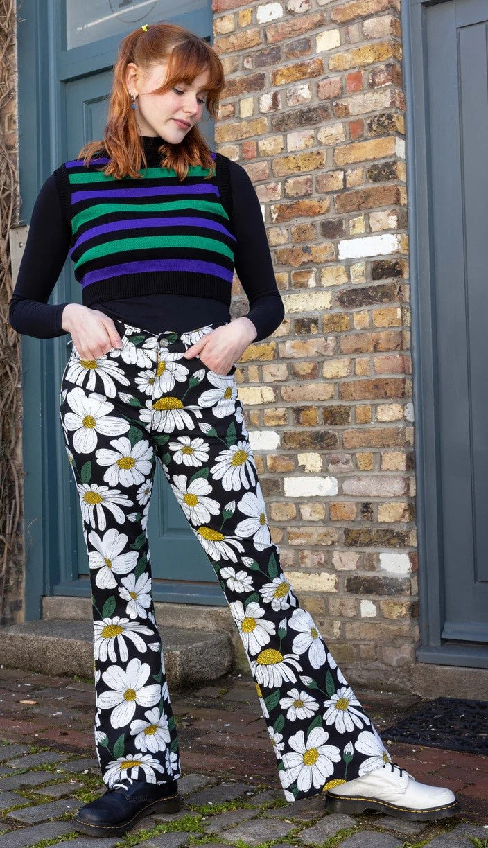 Black Daisy Flare Jeans by Run and Fly