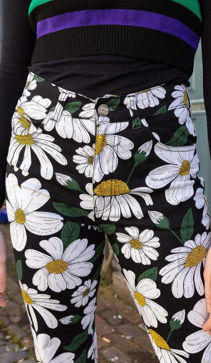 Black Daisy Flare Jeans by Run and Fly