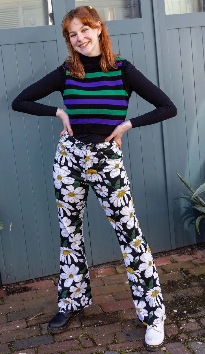 Black Daisy Flare Jeans by Run and Fly