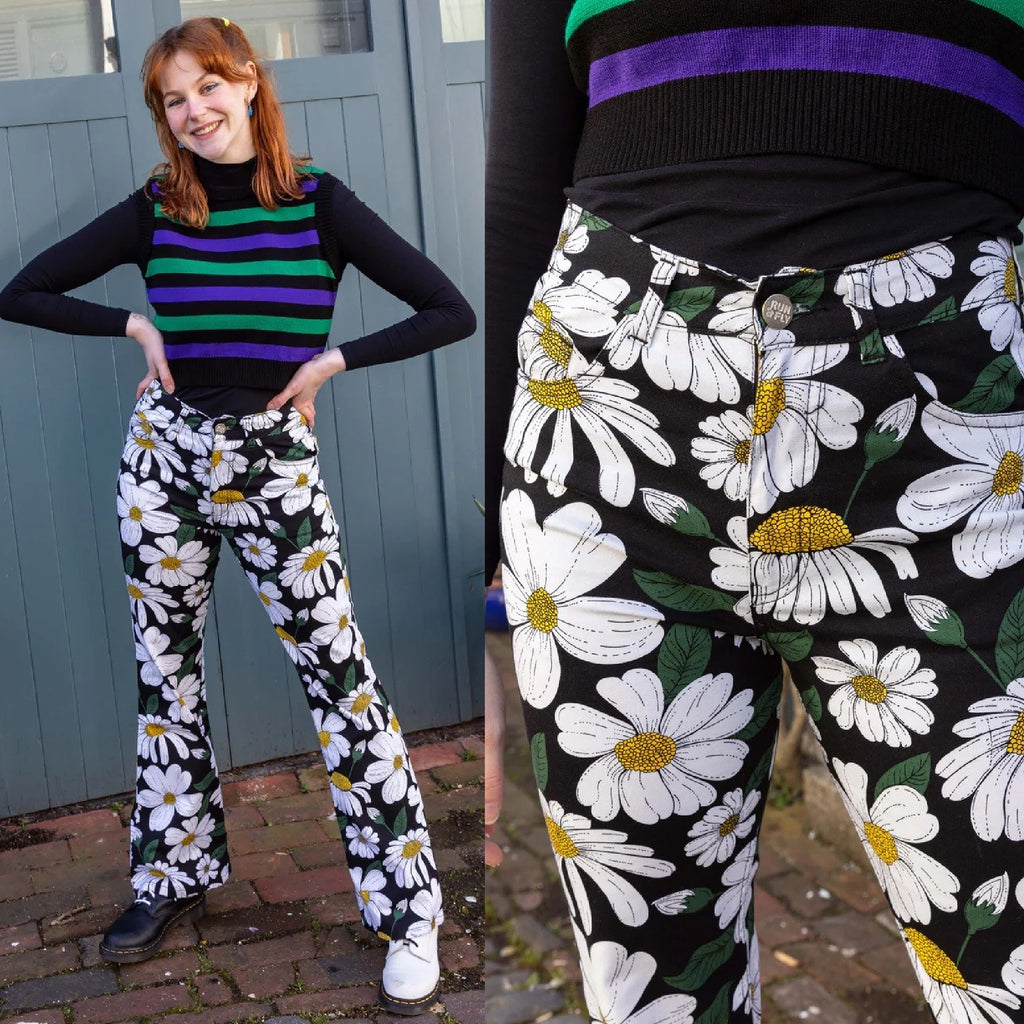 Black Daisy Flare Jeans by Run and Fly