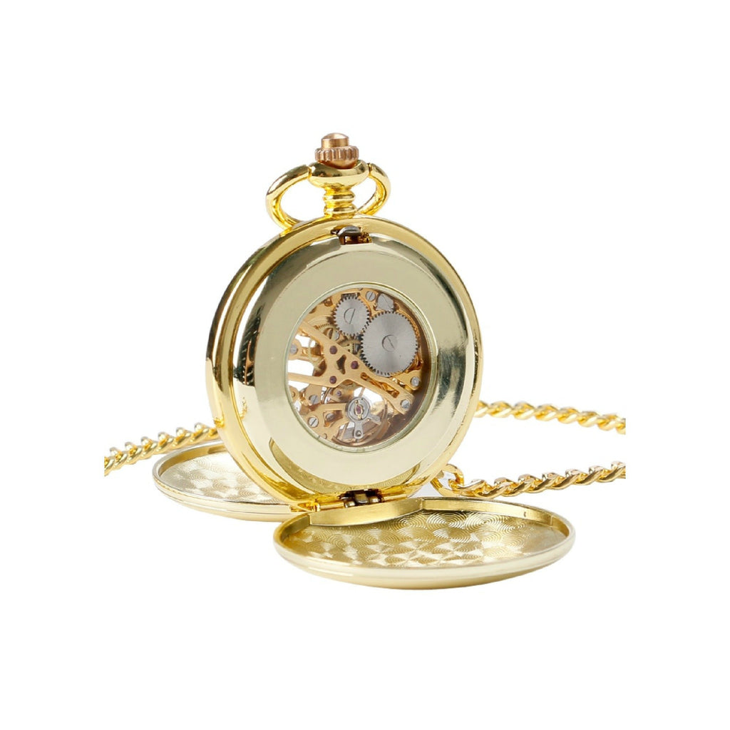 Double Opening Gold Mechanical Hand Wind Pocket Watch - Minimum Mouse
