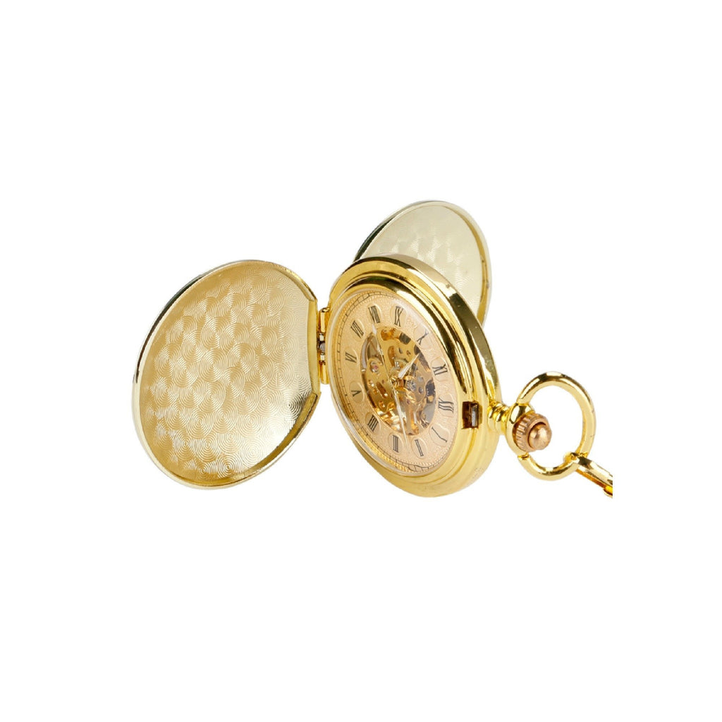 Double Opening Gold Mechanical Hand Wind Pocket Watch - Minimum Mouse
