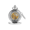 Double Opening Silver Mechanical Hand Wind Pocket Watch - Minimum Mouse