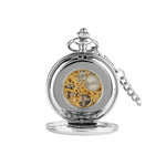 Double Opening Silver Mechanical Hand Wind Pocket Watch - Minimum Mouse