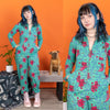 Cute Dragon Print Stretch Twill Boiler Suit by Run and Fly