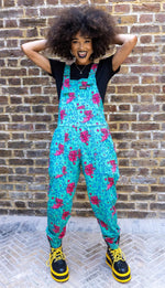 Cute Dragon Print Stretch Twill Cotton Dungarees by Run and Fly