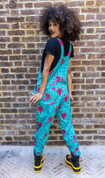 Cute Dragon Print Stretch Twill Cotton Dungarees by Run and Fly