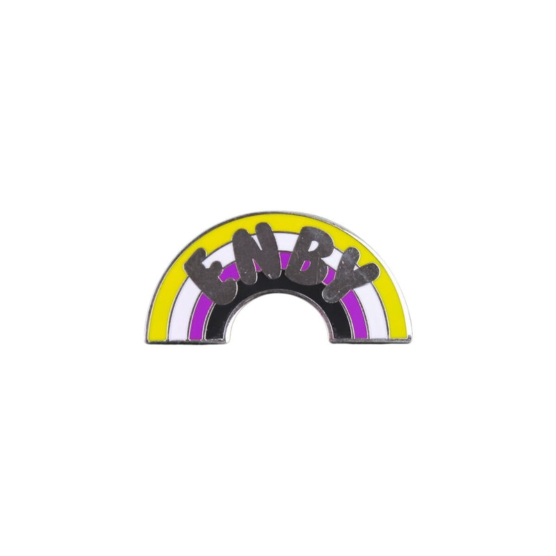 Enby Non Binary Rainbow Pin Badge - Minimum Mouse
