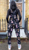 Black Fairground Print Stretch Twill Cotton Dungarees by Run and Fly