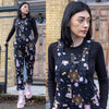 Black Fairground Print Stretch Twill Cotton Dungarees by Run and Fly