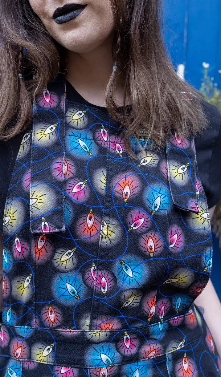 Fairy Lights Print Dungaree Pinafore Dress by Run and Fly