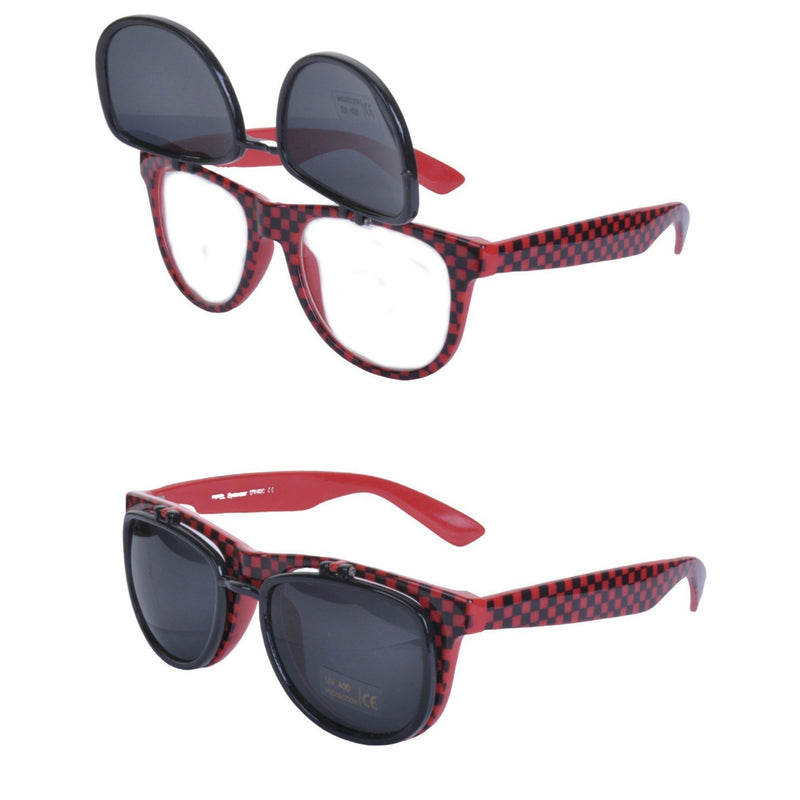 Flip Up Checkerboard Square Sunglasses - Minimum Mouse