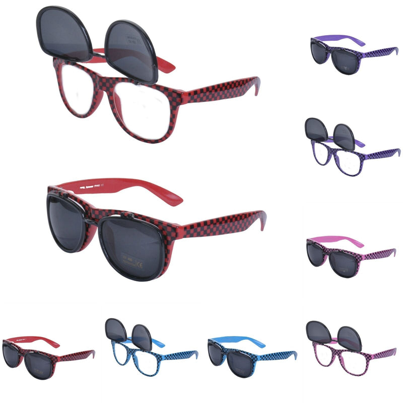 Flip Up Checkerboard Square Sunglasses - Minimum Mouse