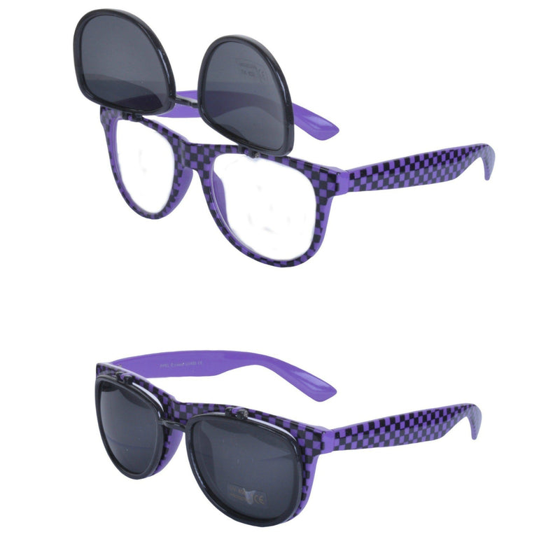 Flip Up Checkerboard Square Sunglasses - Minimum Mouse