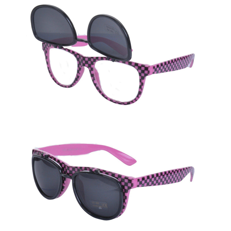 Flip Up Checkerboard Square Sunglasses - Minimum Mouse