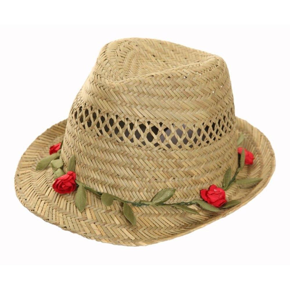 Floral Garland Straw Trilby Hat - Minimum Mouse