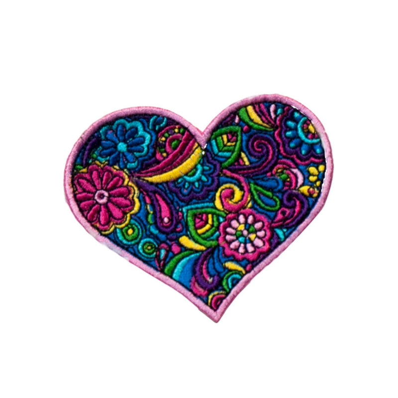 Floral Patterned Heart Iron On Patch - Minimum Mouse