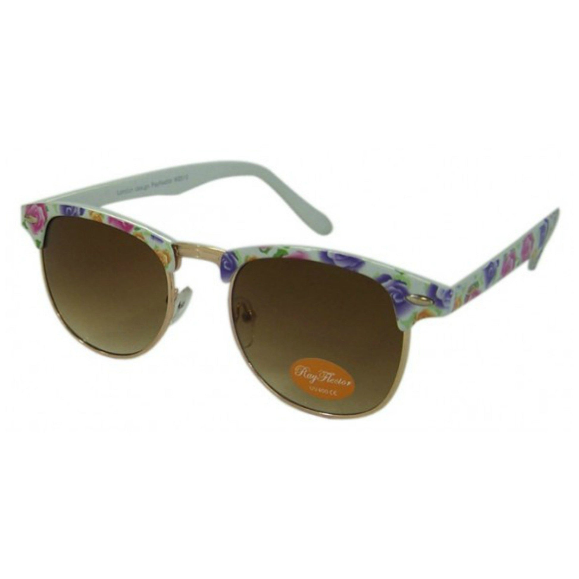 Floral Print Classic Brow Bar Sunglasses - Minimum Mouse
