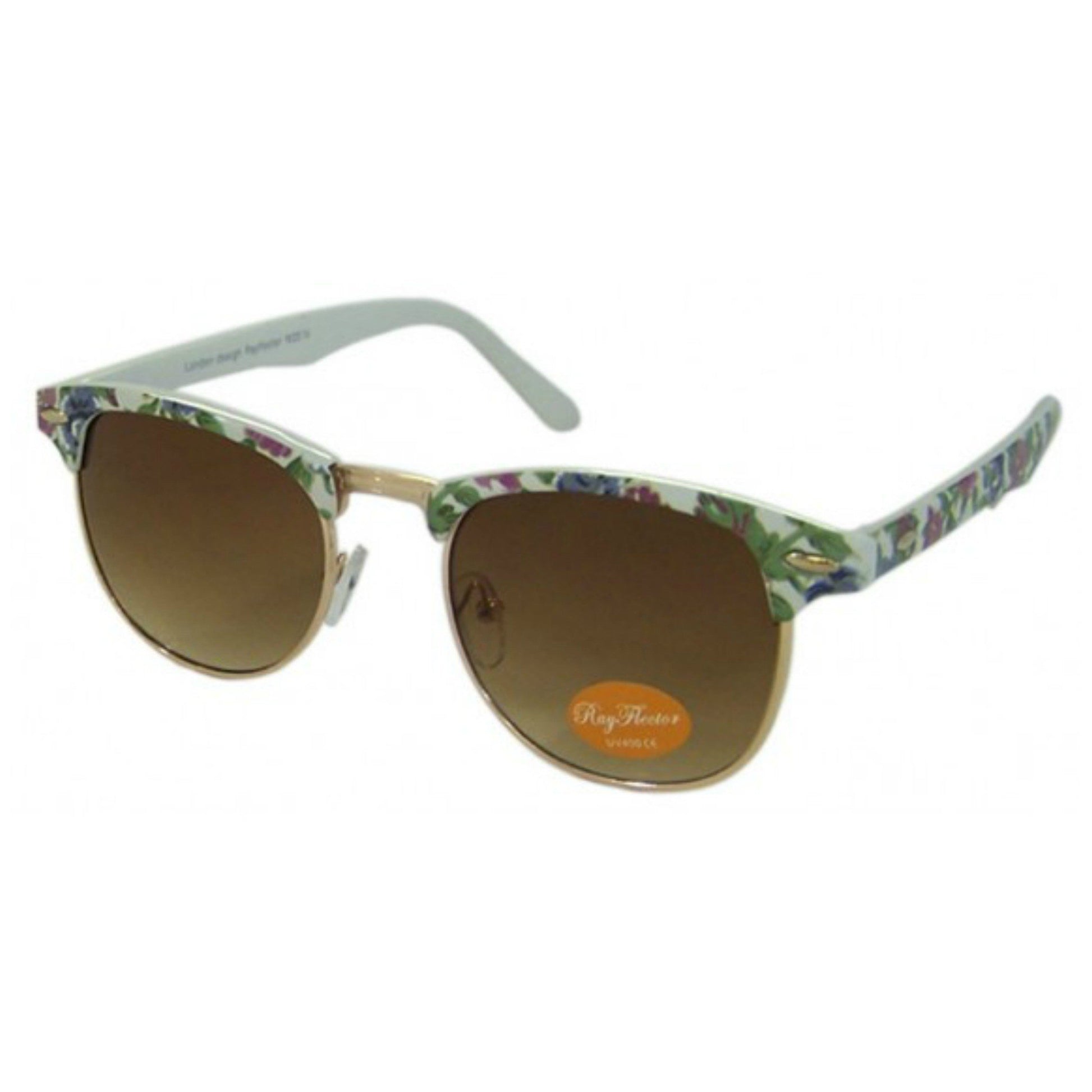 Floral Print Classic Brow Bar Sunglasses - Minimum Mouse