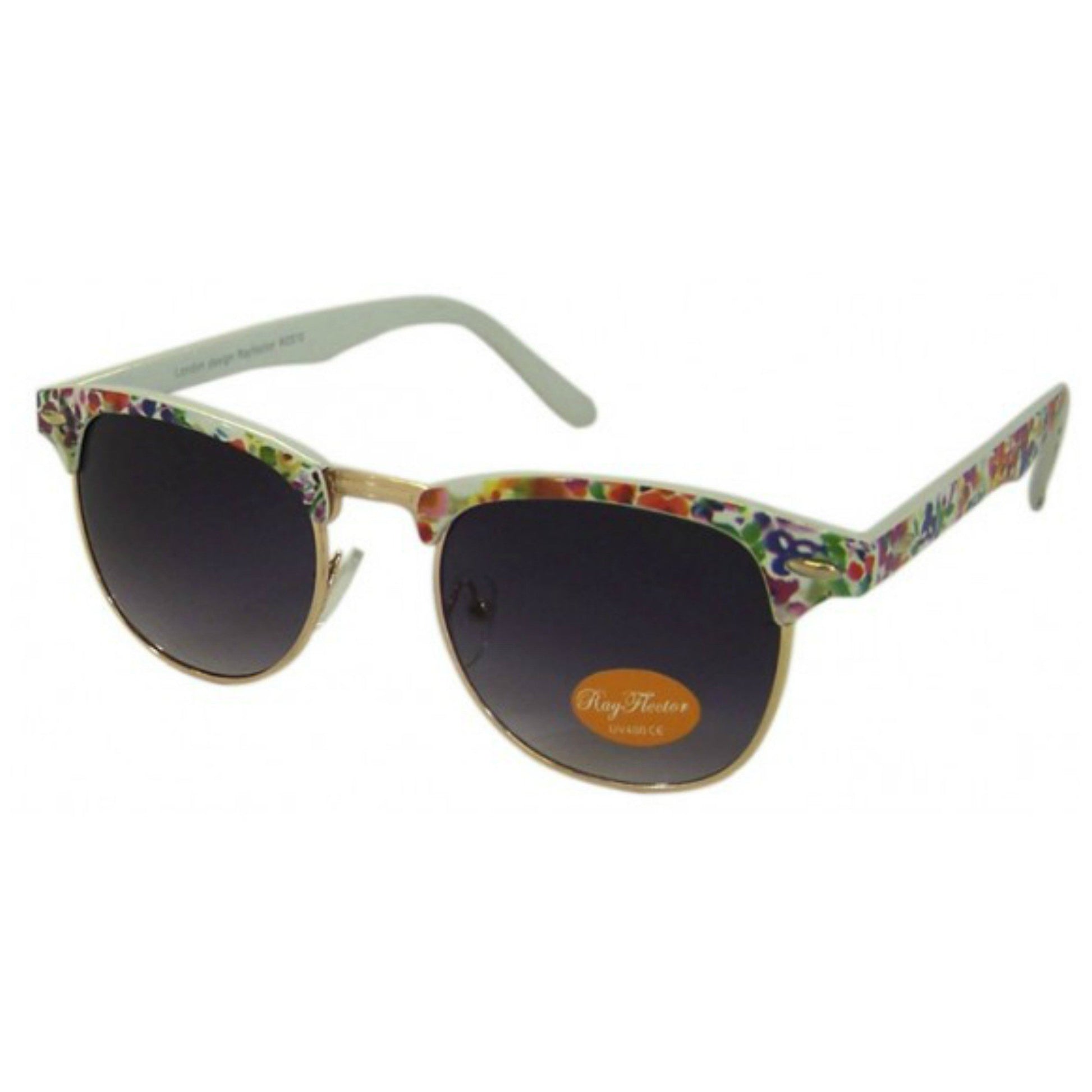 Floral Print Classic Brow Bar Sunglasses - Minimum Mouse
