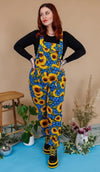 Forget Me Not Sunflower Stretch Twill Cotton Dungarees by Run and Fly