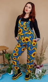 Forget Me Not Sunflower Stretch Twill Cotton Dungarees by Run and Fly