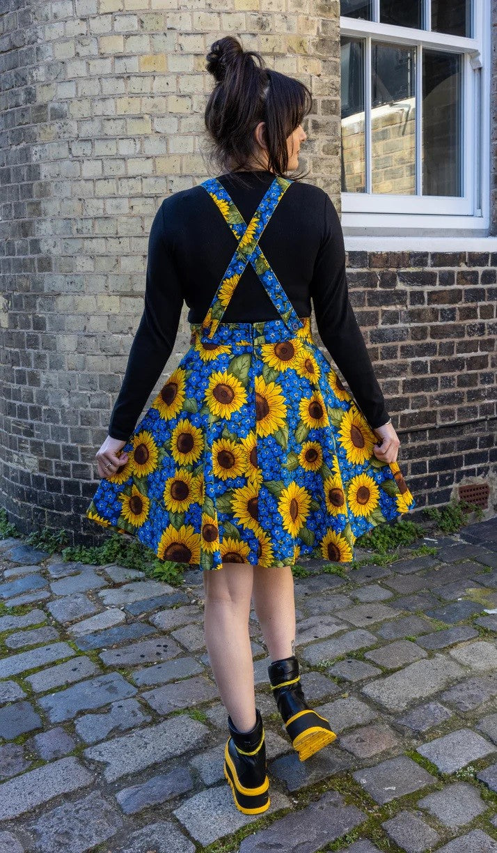 Run and Fly Forget Me Not Sunflower Pinafore Dress