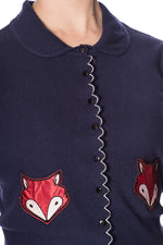 Fox Cardigan by Banned Apparel in Navy Blue
