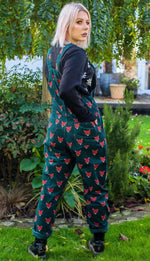 Fox Print Stretch Corduroy Dungarees by Run and Fly
