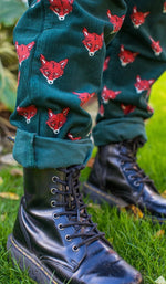 Fox Print Stretch Corduroy Dungarees by Run and Fly
