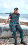 Fox Print Stretch Corduroy Dungarees by Run and Fly